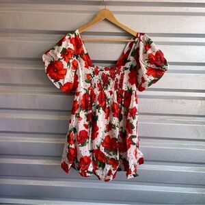 Anthropologie maeve floral print babydoll mini dress